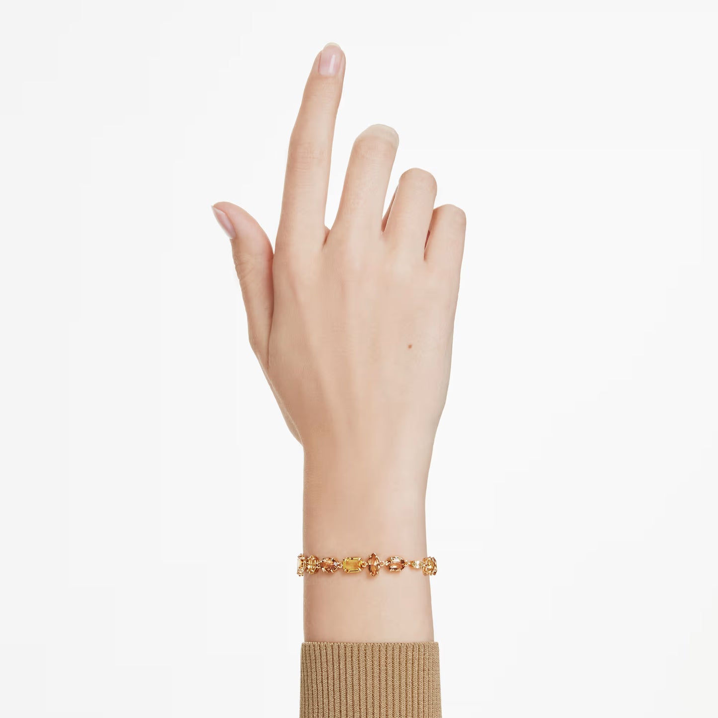 Gema bracelet, Mixed cuts, Yellow, Gold-tone plated