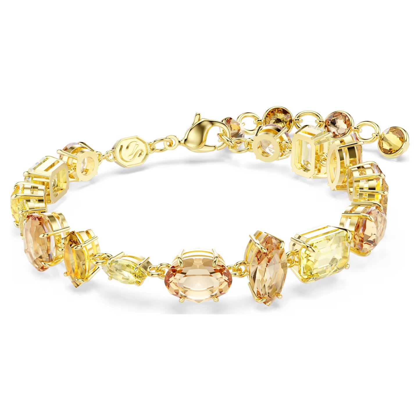 Gema bracelet, Mixed cuts, Yellow, Gold-tone plated