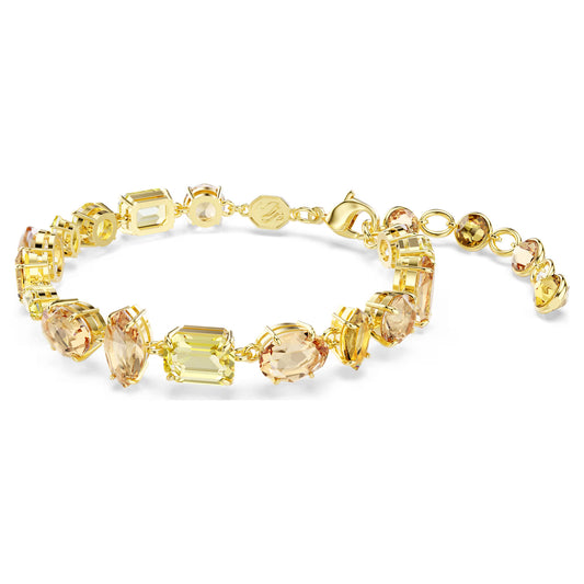 Gema bracelet, Mixed cuts, Yellow, Gold-tone plated