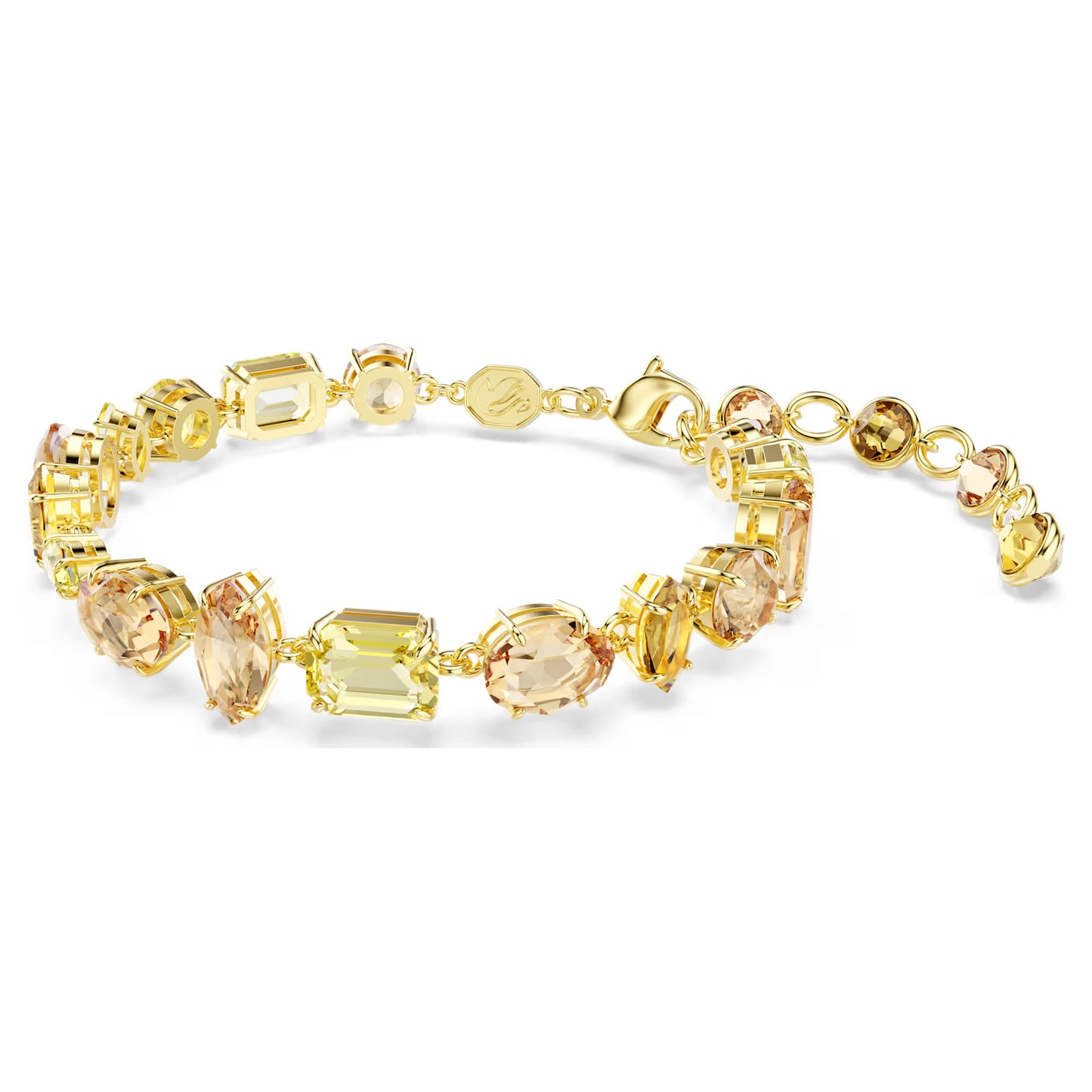 Gema bracelet, Mixed cuts, Yellow, Gold-tone plated