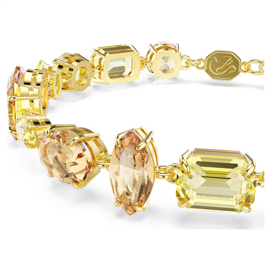 Gema bracelet, Mixed cuts, Yellow, Gold-tone plated