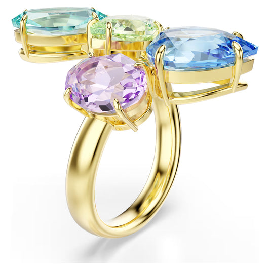 Gema cocktail ring, Mixed cuts, Multicoloured, Gold-tone plated