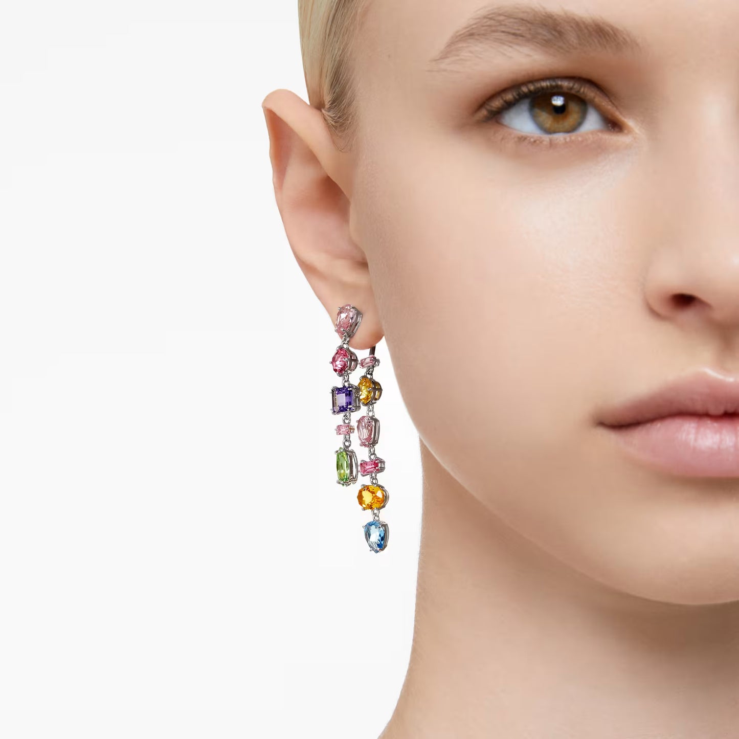 Gema drop earrings, Asymmetrical design, Mixed cut