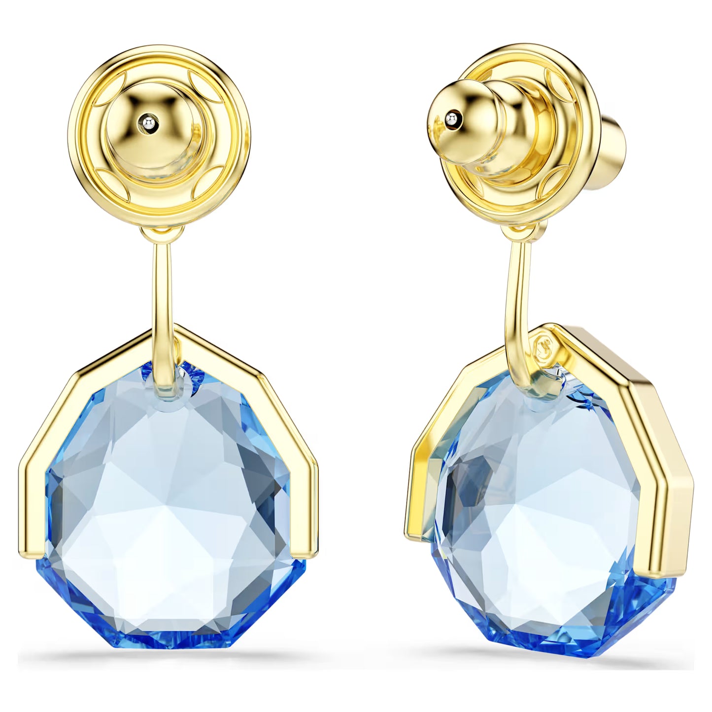 Gema earring jackets, Blue, Gold-tone plated