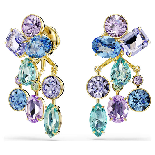 Gema earring jackets, Mixed cuts, Multicoloured, Gold-tone plated