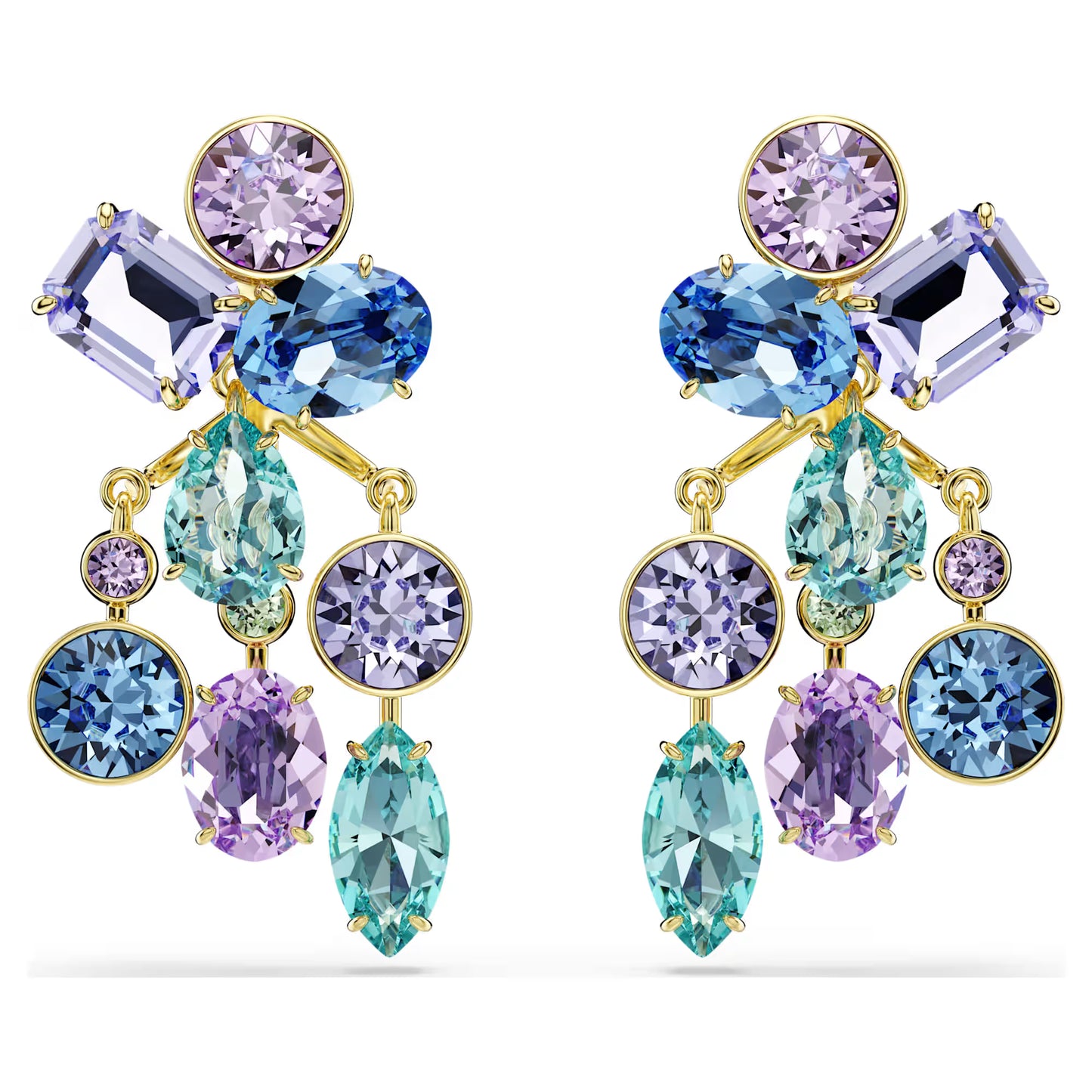 Gema earring jackets, Mixed cuts, Multicoloured, Gold-tone plated