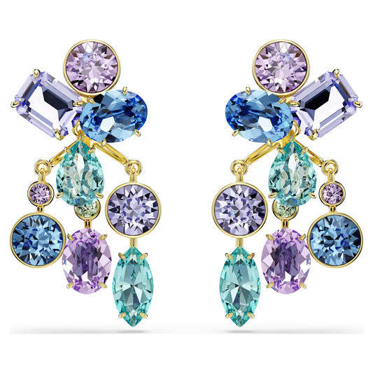Gema earring jackets, Mixed cuts, Multicoloured, Gold-tone plated