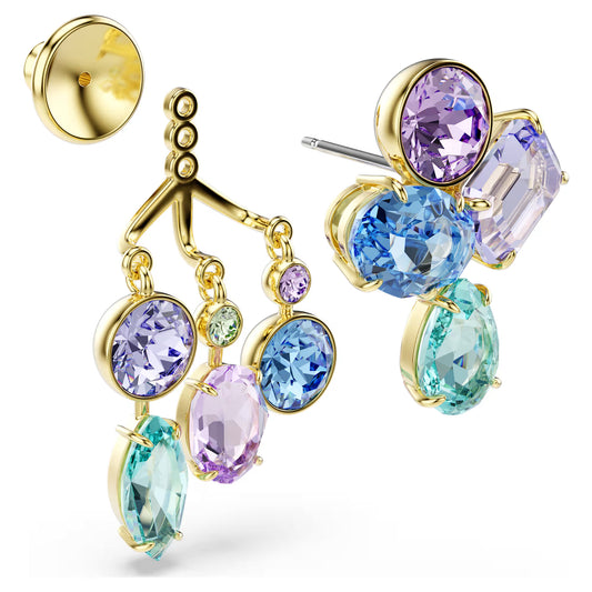 Gema earring jackets, Mixed cuts, Multicoloured, Gold-tone plated