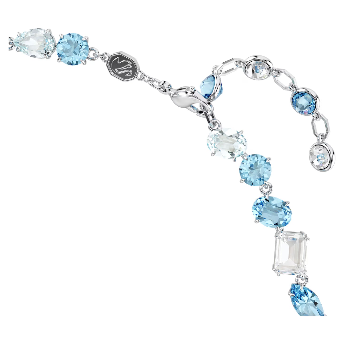Gema necklace, Mixed cuts, Blue, Rhodium plated