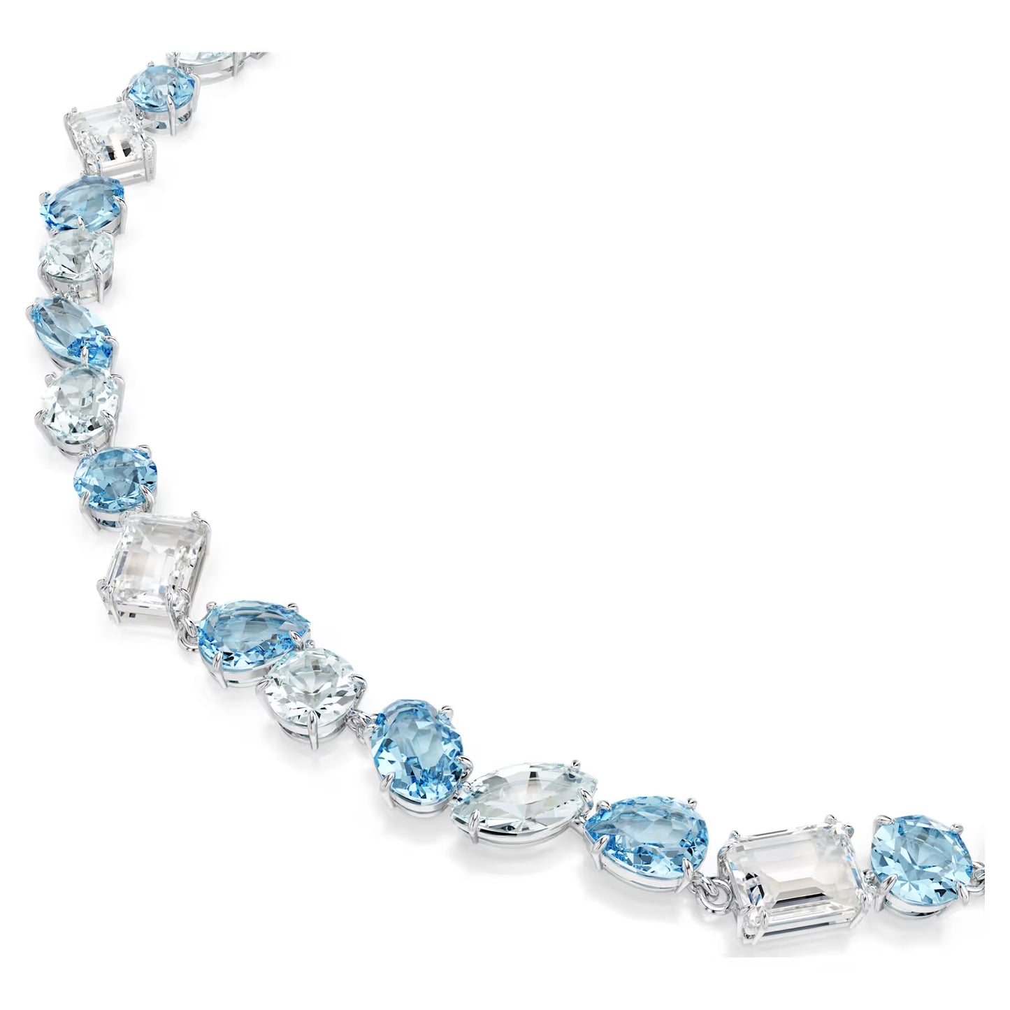 Gema necklace, Mixed cuts, Blue, Rhodium plated