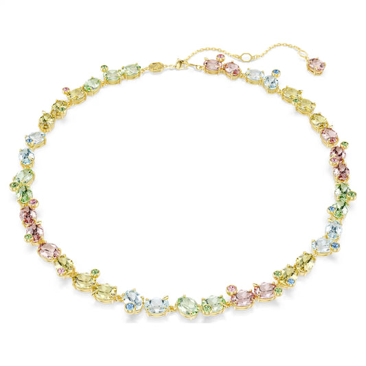 Gema necklace, Mixed cuts, Multicoloured, 18K gold finish