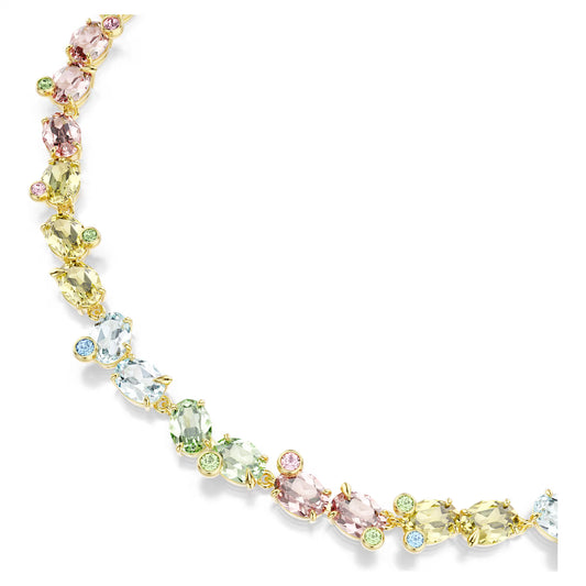 Gema necklace, Mixed cuts, Multicoloured, 18K gold finish