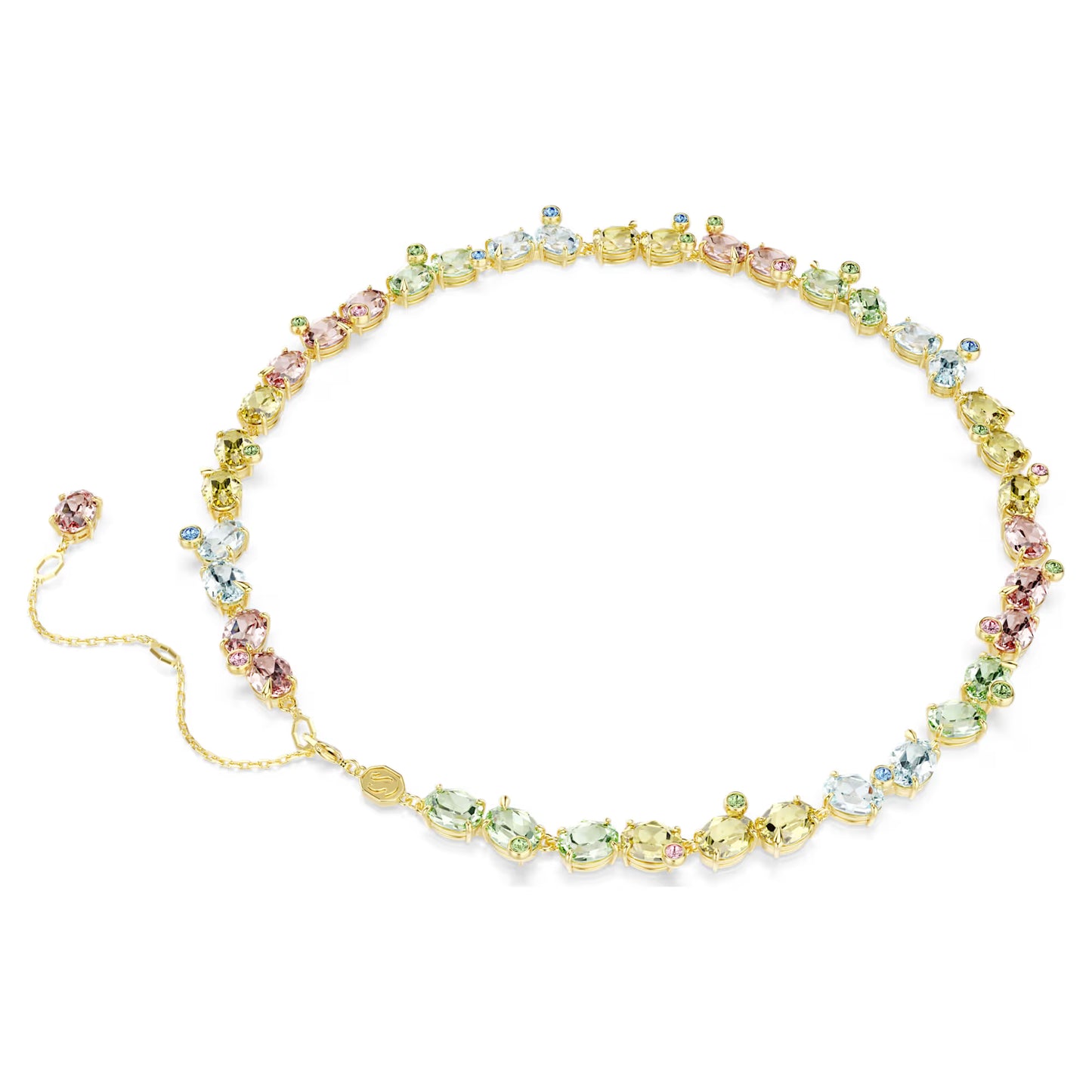 Gema necklace, Mixed cuts, Multicoloured, 18K gold finish