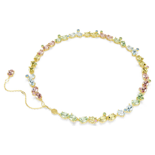 Gema necklace, Mixed cuts, Multicoloured, 18K gold finish