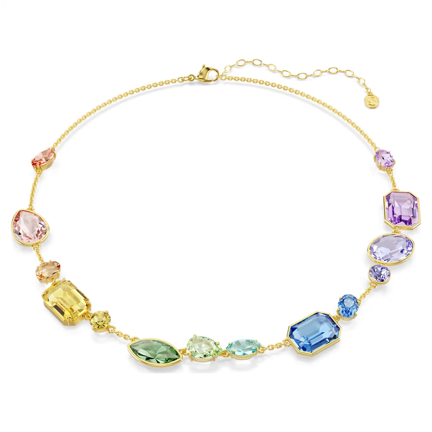 Gema necklace, Mixed cuts, Multicoloured, Gold-tone plated