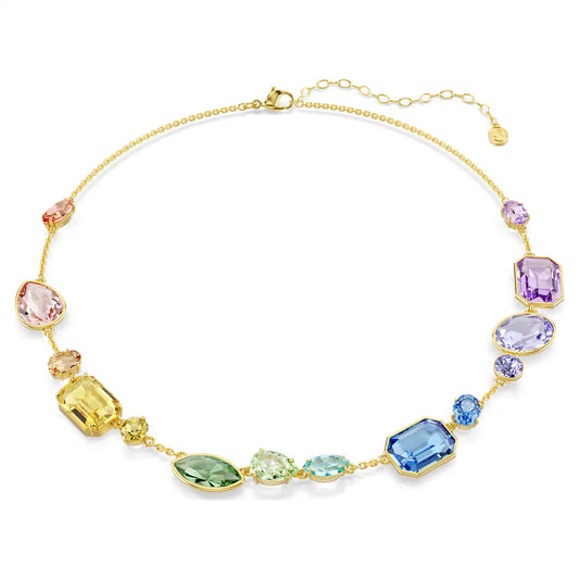 Gema necklace, Mixed cuts, Multicoloured, Gold-tone plated