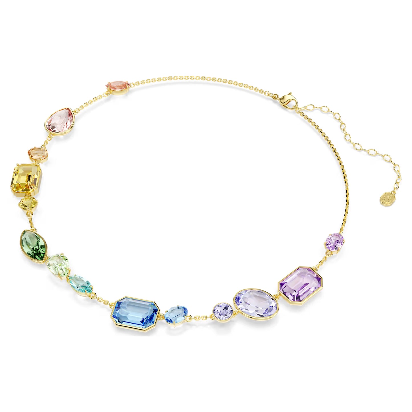 Gema necklace, Mixed cuts, Multicoloured, Gold-tone plated