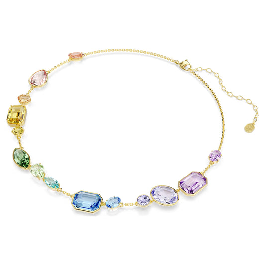 Gema necklace, Mixed cuts, Multicoloured, Gold-tone plated