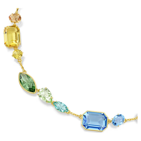 Gema necklace, Mixed cuts, Multicoloured, Gold-tone plated