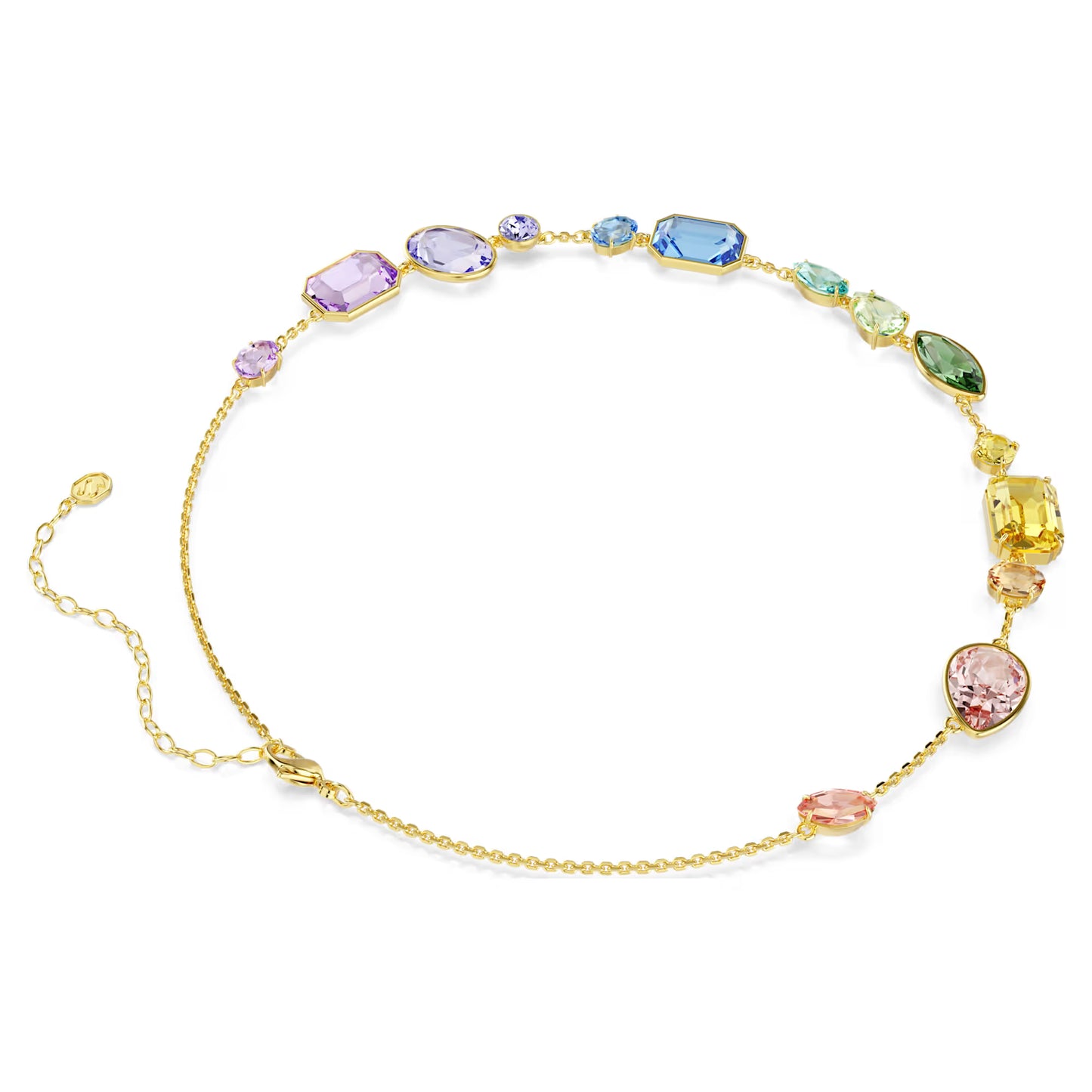 Gema necklace, Mixed cuts, Multicoloured, Gold-tone plated