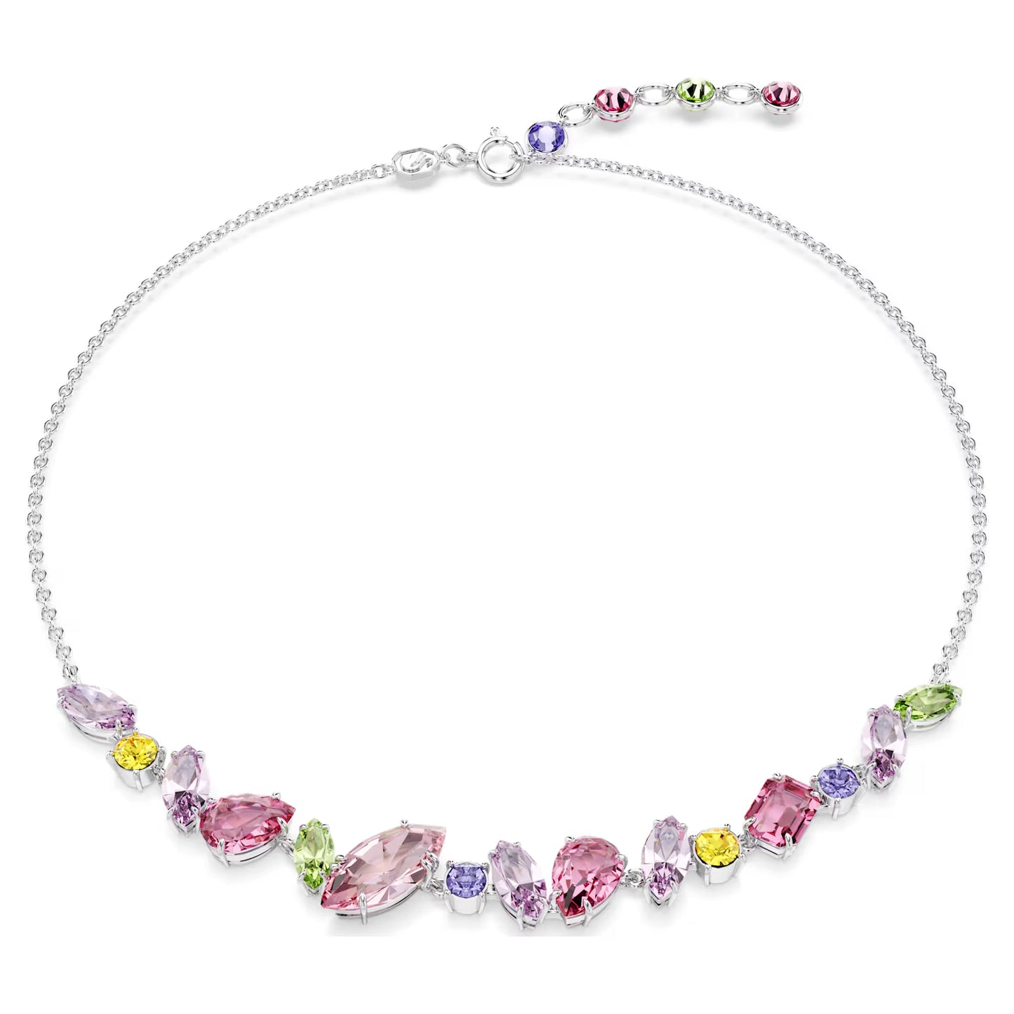 Gema necklace, Mixed cuts, Multicolored, Rhodium