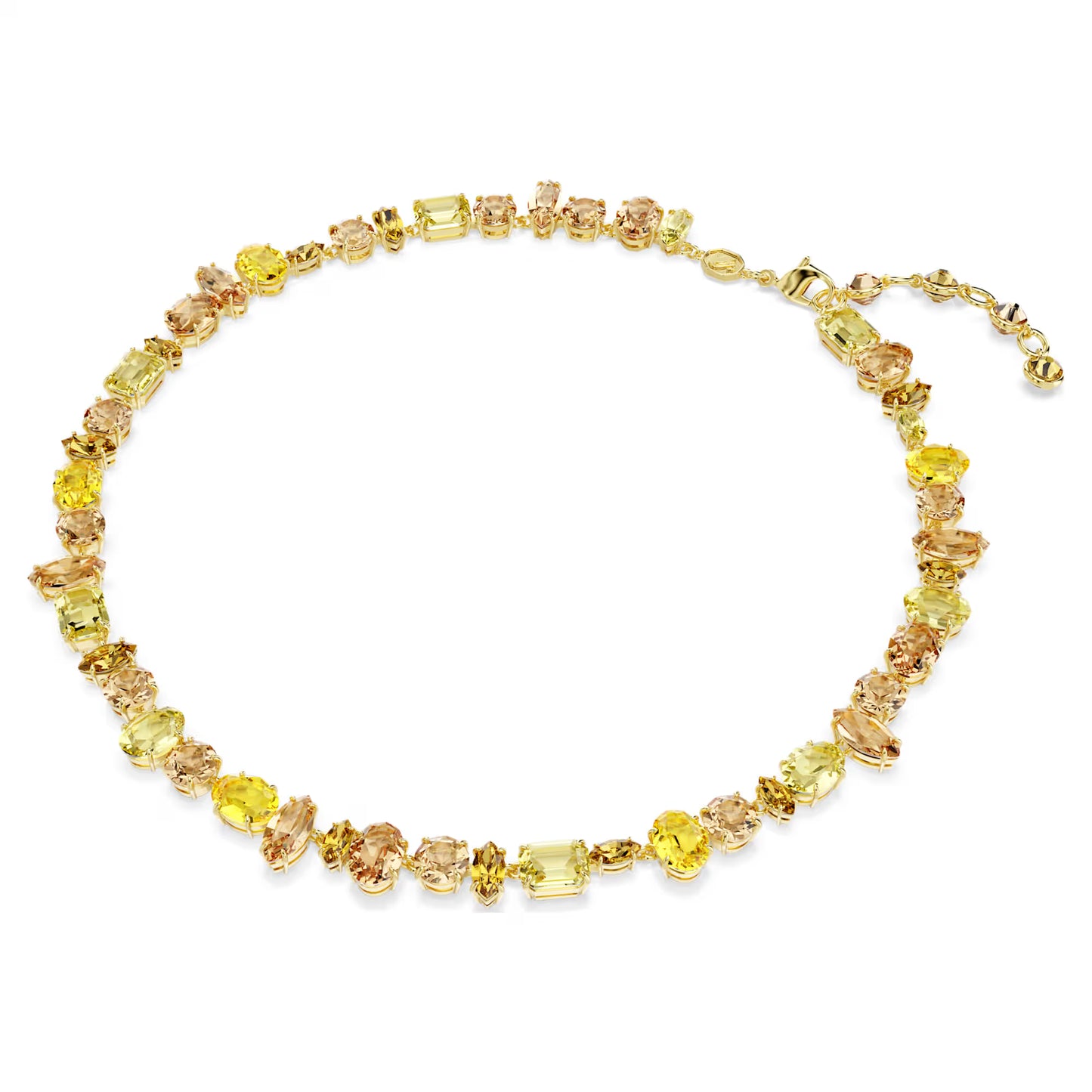Gema necklace Mixed cuts, Yellow, Gold-tone plated