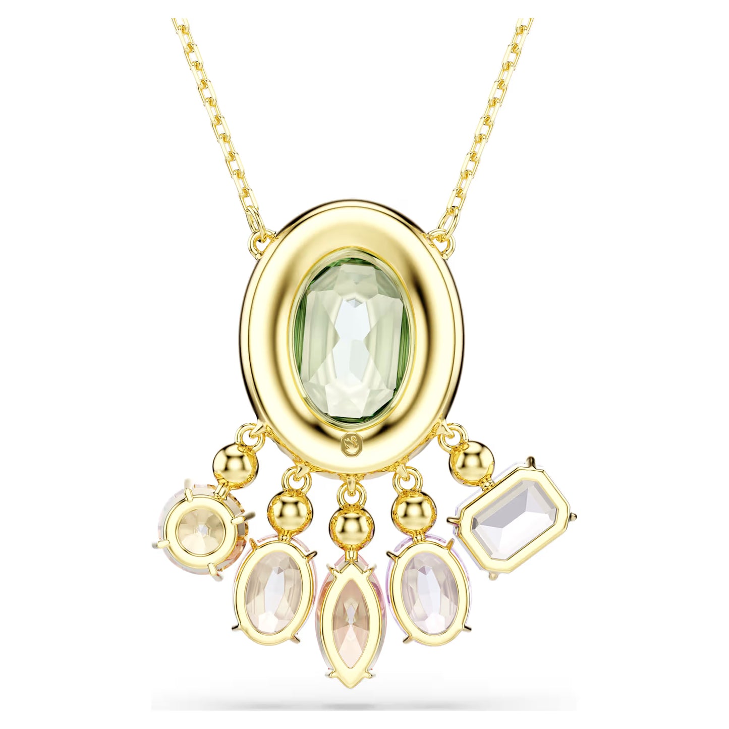 Gema pendant, Mixed cuts, Dangling crystals, Multicoloured, Gold-tone plated