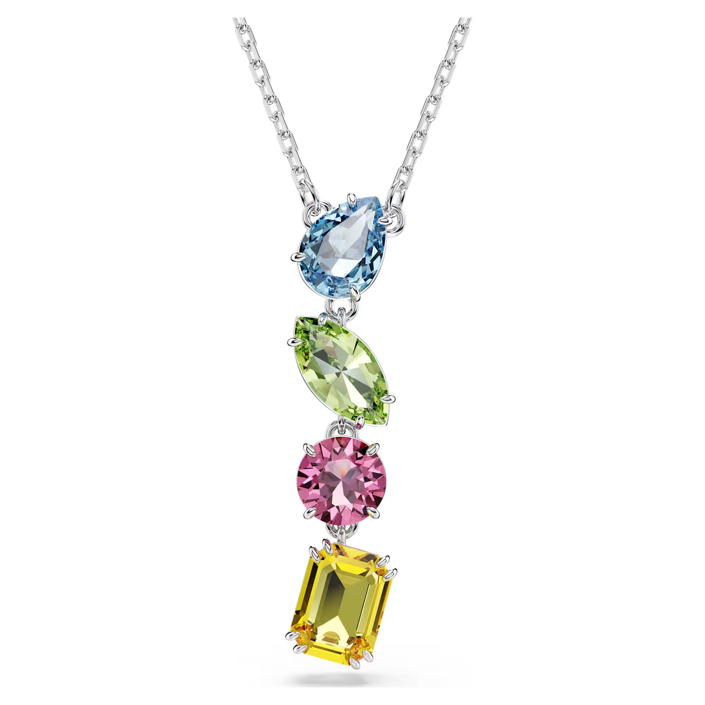 Gema Y pendant, Mixed cuts, Multicolored, Rhodium