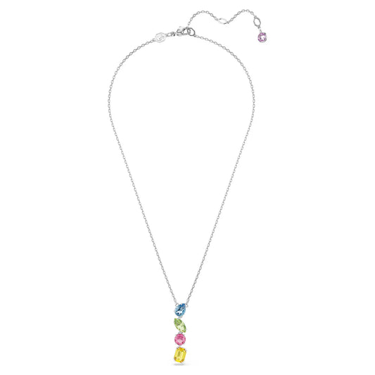 Gema Y pendant, Mixed cuts, Multicolored, Rhodium