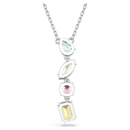 Gema Y pendant, Mixed cuts, Multicolored, Rhodium