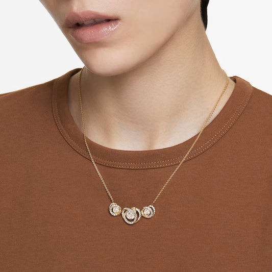 Generation necklace, White, Gold-tone plated