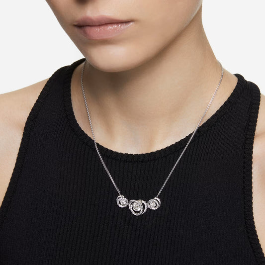 Generation necklace, White, Rhodium plated