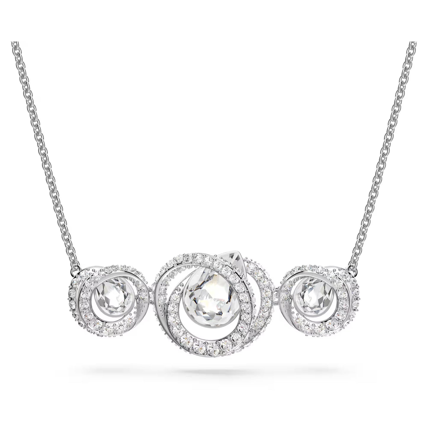Generation necklace, White, Rhodium plated