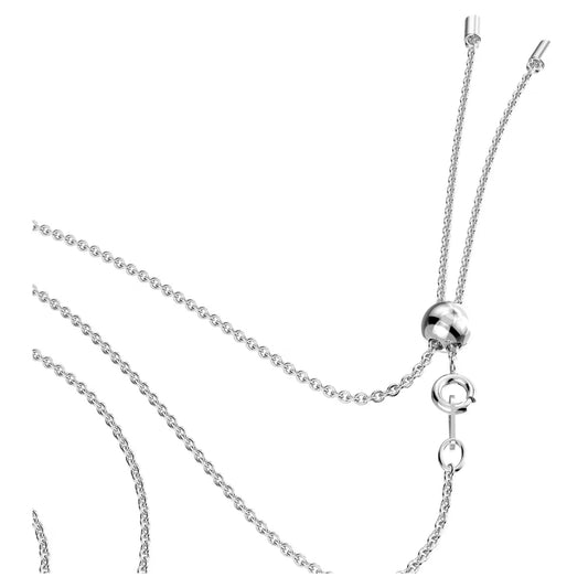Generation necklace, White, Rhodium plated