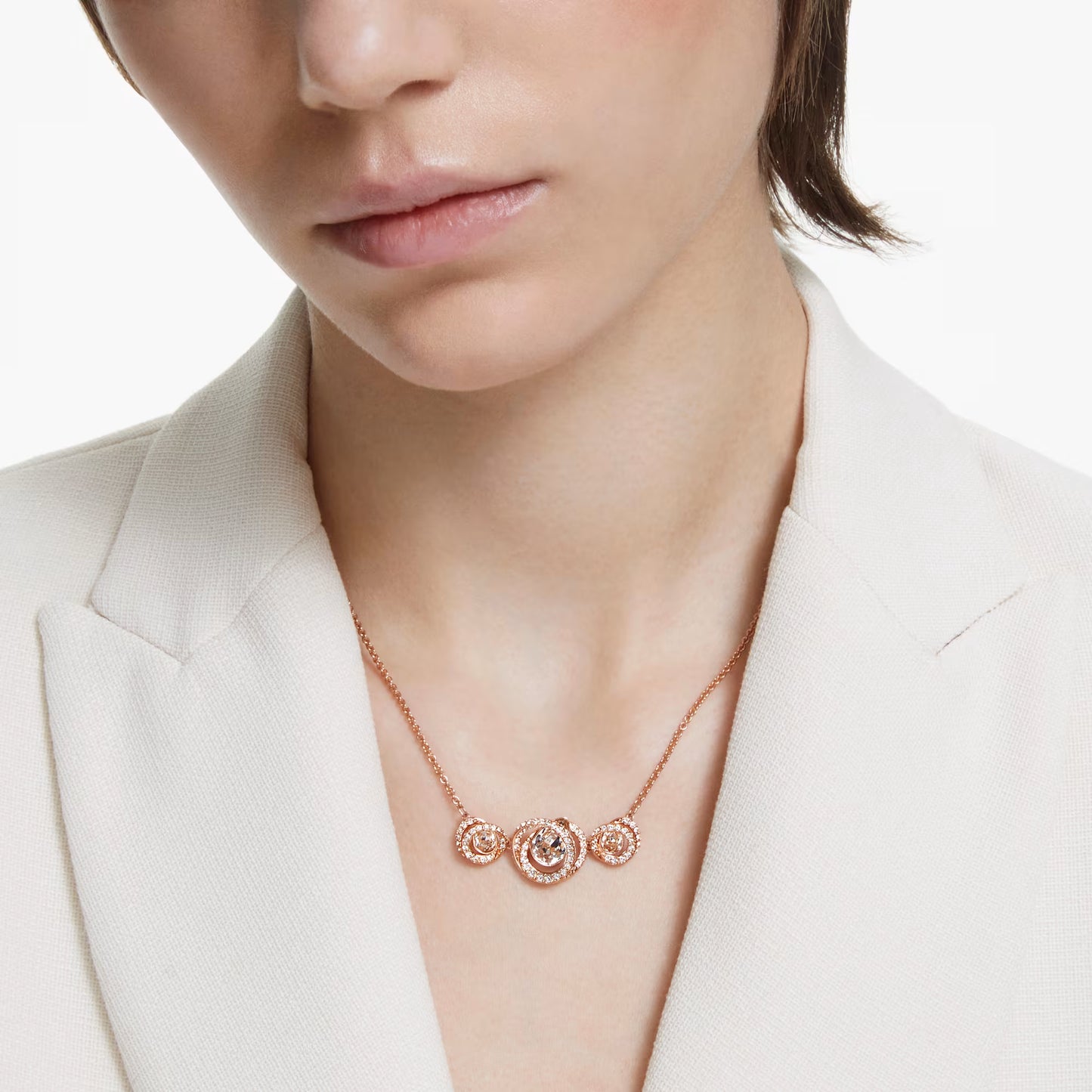 Generation necklace, White, Gold-tone plated