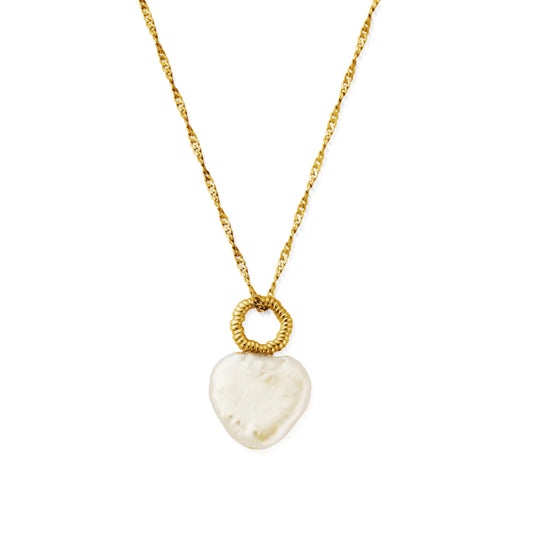 Gold Plated Tiny Twisted Rope Chain Lucky Pearl Necklace