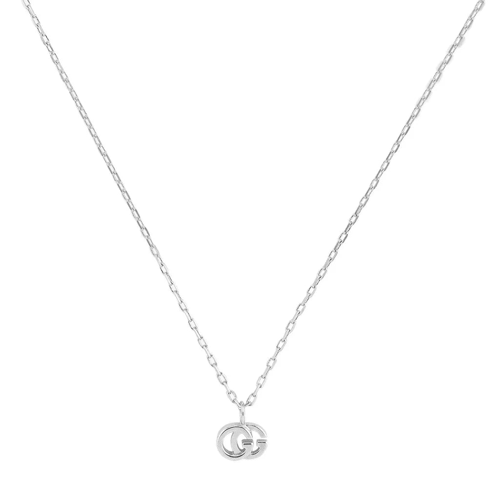 GUCCI 18ct White Gold GG Running Necklace