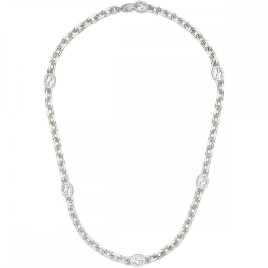 GUCCI Interlocking G Sterling Silver 50cm Chain Necklace