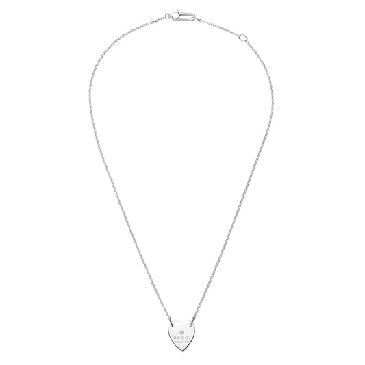 GUCCI Trademark Heart Pendant Sterling Silver Necklace