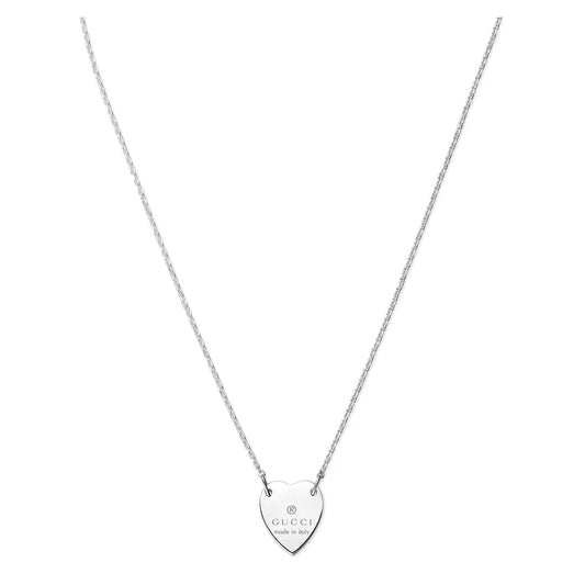 GUCCI Trademark Heart Pendant Sterling Silver Necklace