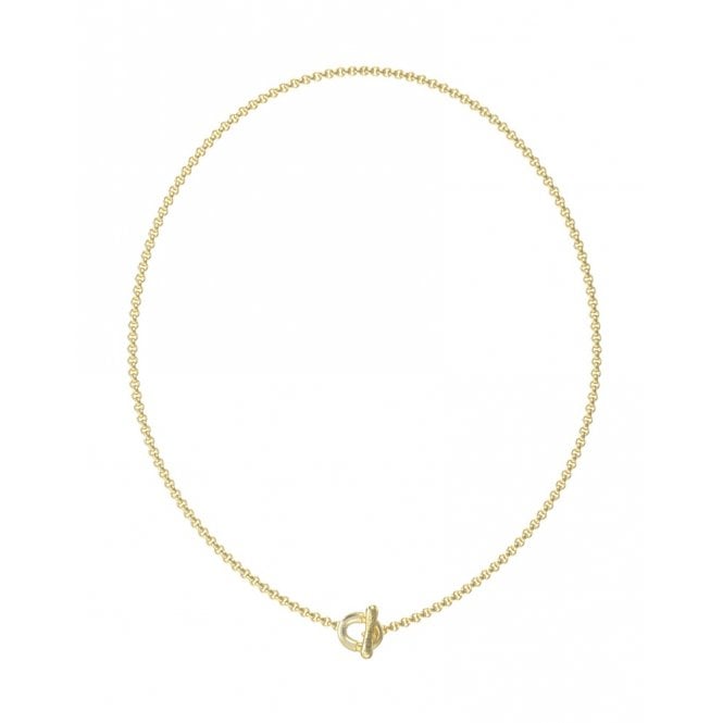 Gold Plated Link Pave T-Bar Necklace