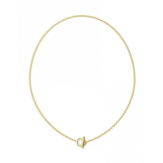 Gold Plated Link Pave T-Bar Necklace