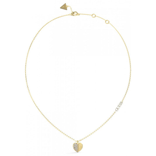 Yellow Tone Half CZ Heart Necklace