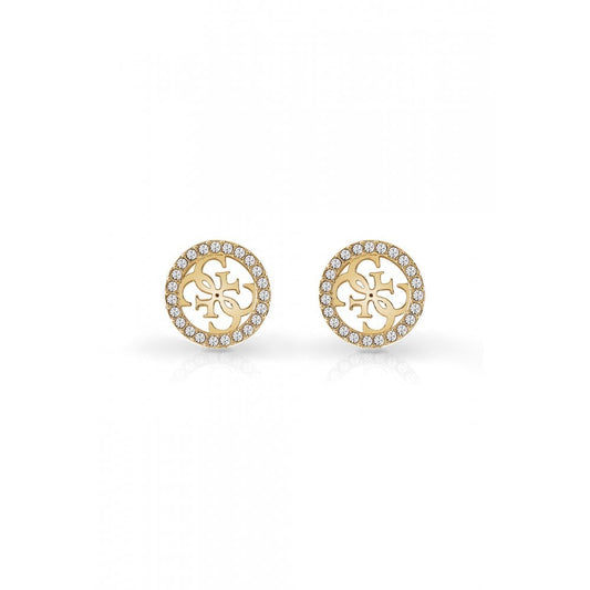 Gold Plated 12mm 4G Logo Crystal-Set Stud Earrings