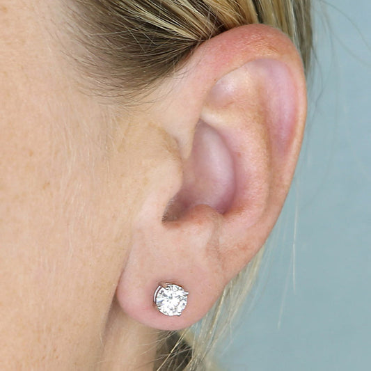 Sterling Silver Moissanite Solitaire Earrings