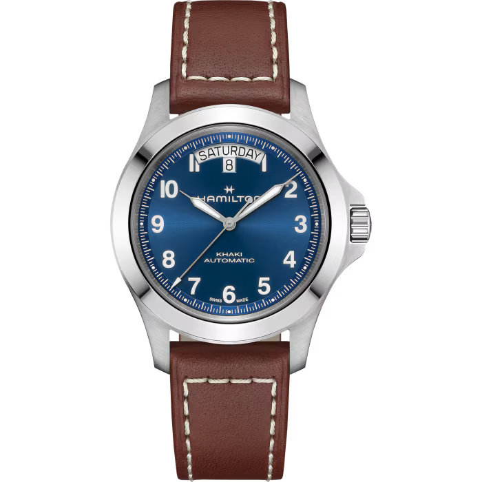 Khaki Field King Day-Date 40mm Leather Strap Watch
