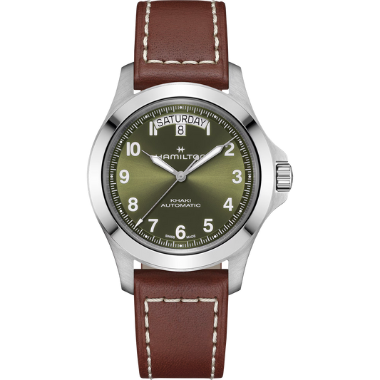 Khaki Field King Day-Date 40mm Leather Strap Watch