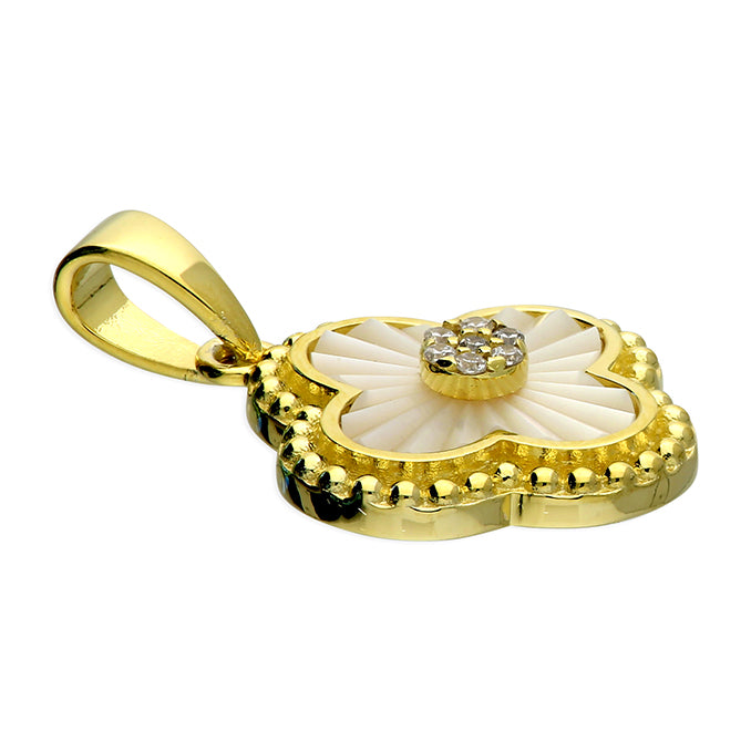 Sterling Silver Gold Plated Decorative Quatrefoil Pendant