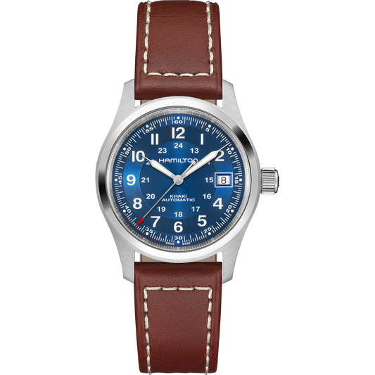 Khaki Field Auto 38mm Leather Strap Watch