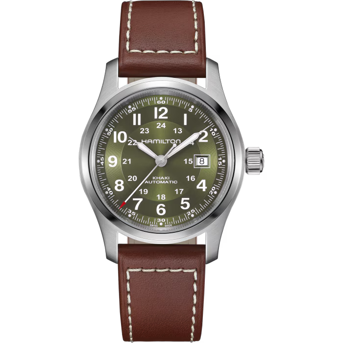 Khaki Field Auto 42mm Leather Strap Watch